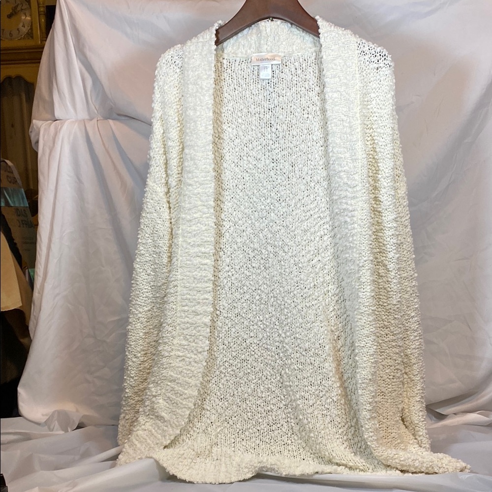 Motherhood Maternity White Plush Cardigan Sweater
